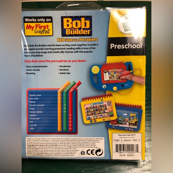 My First LeapPad Bob the Builder Saves the Porcupines Book & Cartridge Rhyming - Picture 2 of 4